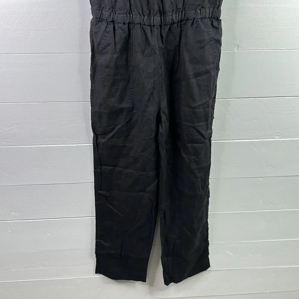 EVERLANE Apron Black Linen Shoestring Jumpsuit Size XXS
